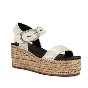 Rag & Bone Ansley Buckle Espadrille Wedge in Antique White SZ 38.5